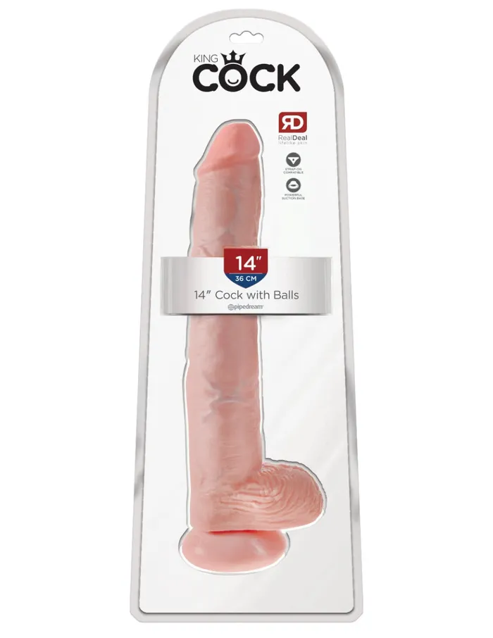 Dildos | Pipedream Pipedream - King Cock - Dildo met Balzak - 35,5 cm - Lichte Huidskleur