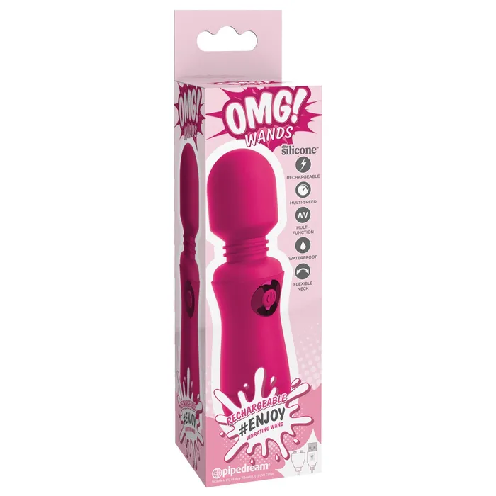 Pipedream Vibrators Omg Wands Enjoy Rechargeable Vibrating Wand Fuchsia
