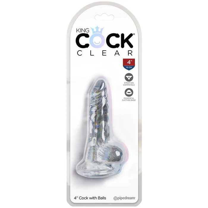 Dildos Pipedream King Cock 4 Inch Ballsy Dildo in Clear Dildos Pipedream King Cock 4 Inch Ballsy Dildo in Clear