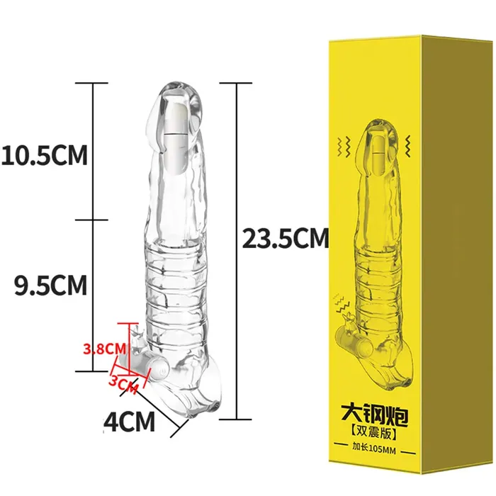 Domlust Male Sex Toys Jelly Silicone Cock Sleeve Vibrating Penis Extender Delay Ejaculation Condom Sex Toys for Men