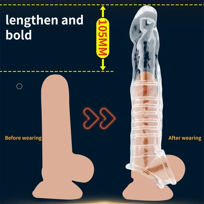 Domlust Male Sex Toys Jelly Silicone Cock Sleeve Vibrating Penis Extender Delay Ejaculation Condom Sex Toys for Men