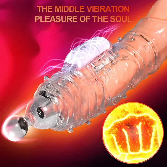 Domlust Male Sex Toys Jelly Silicone Cock Sleeve Vibrating Penis Extender Delay Ejaculation Condom Sex Toys for Men