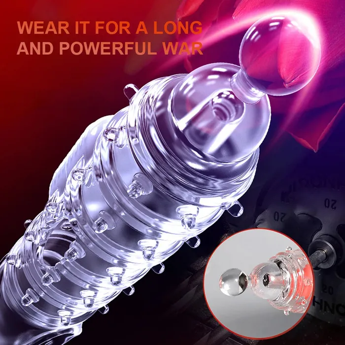 Domlust Male Sex Toys Jelly Silicone Cock Sleeve Vibrating Penis Extender Delay Ejaculation Condom Sex Toys for Men