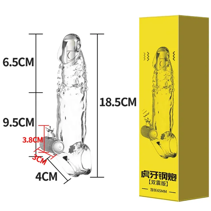 Domlust Male Sex Toys Jelly Silicone Cock Sleeve Vibrating Penis Extender Delay Ejaculation Condom Sex Toys for Men