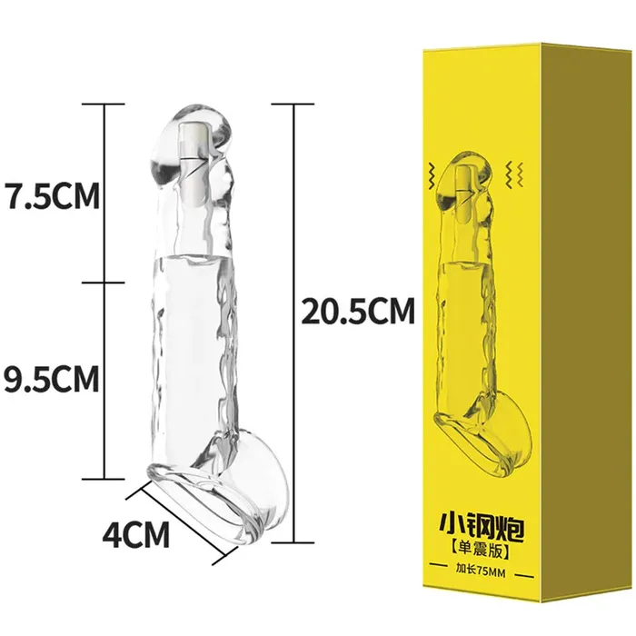 Domlust Male Sex Toys Jelly Silicone Cock Sleeve Vibrating Penis Extender Delay Ejaculation Condom Sex Toys for Men